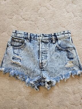 Forever 21 Light Blue Acid-Wash Denim Cutoff Shorts